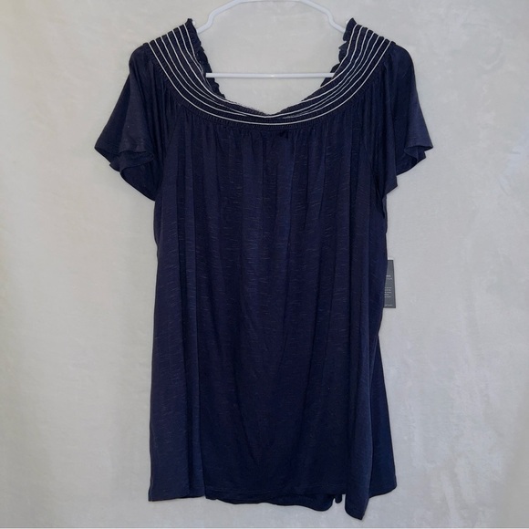 Lane Bryant NWT Blue Off The Shoulder Swing Tee size 18/20 - Picture 1 of 5